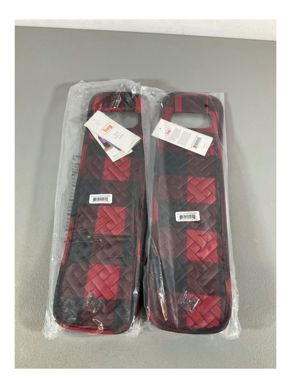 Lug Buffalo Check Red Insulated Wine Tote Duo with Carrying Handles - Stylish &